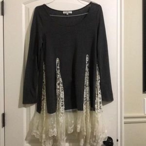 Gray sweater with lace